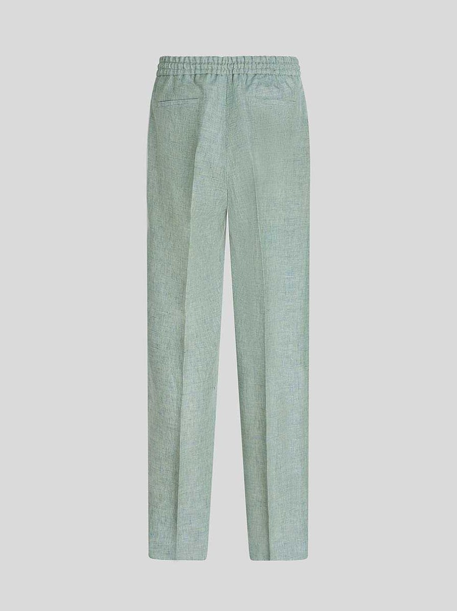 ETRO Pantaloni | Pantaloni In Lino Con Coulisse Verde