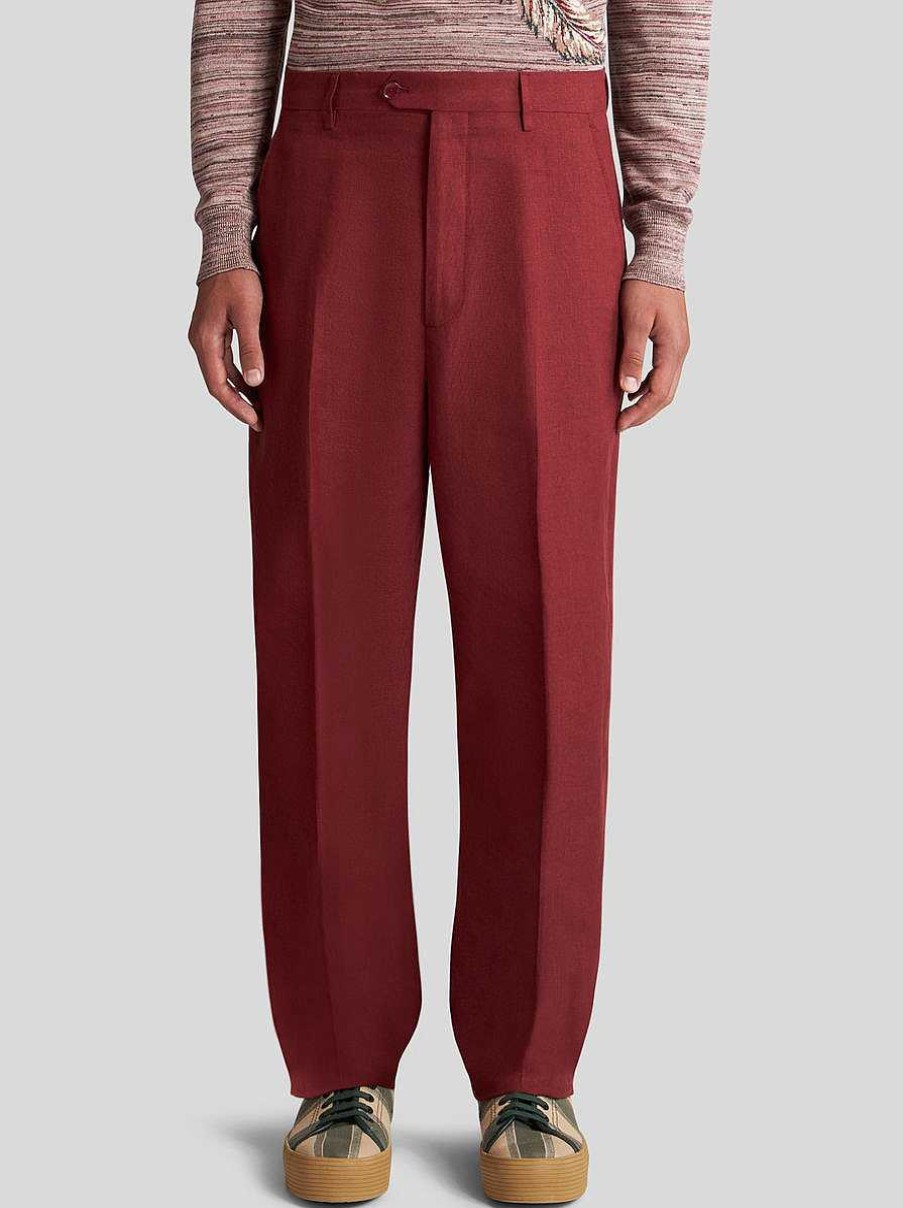 ETRO Pantaloni | Pantaloni In Lino E Cotone Borgogna