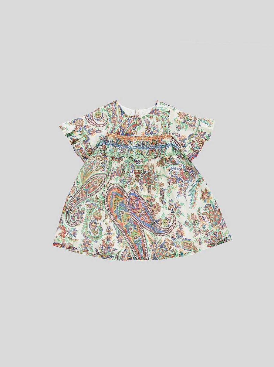 ETRO Bambina 1-9 Mesi | Abito Cachemire Floreale Per Bambini Bianco