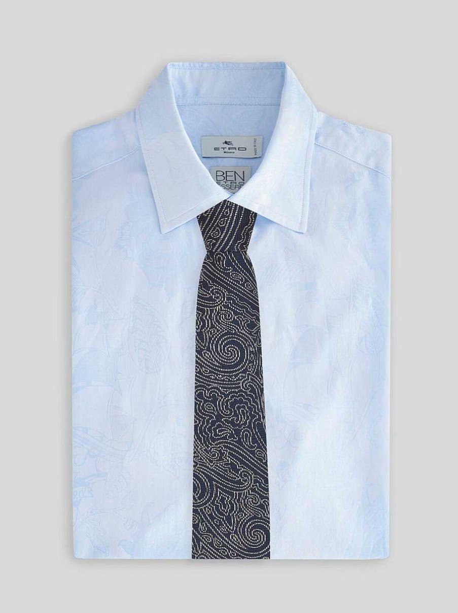 ETRO Cravatte E Fazzoletti Da Taschino | Cravatta In Seta Con Disegni Paisley Grafici Blu Navy