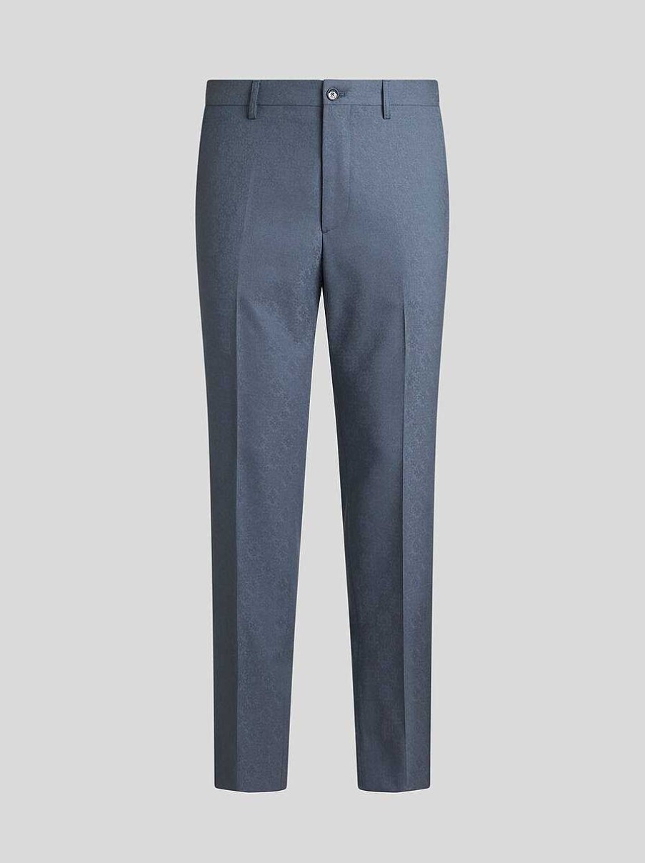 ETRO Pantaloni | Pantaloni In Jacquard Di Lana Blu Navy