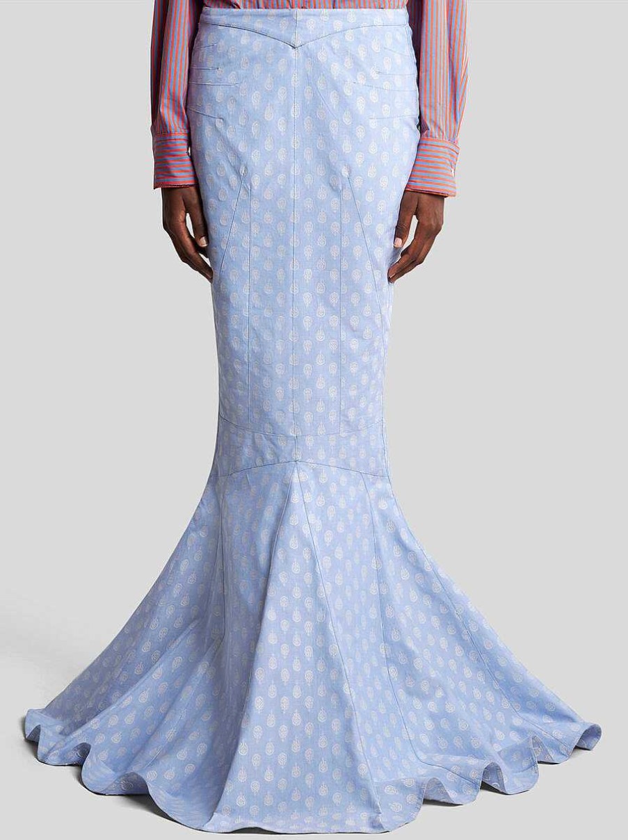 ETRO Gonne | Gonna A Sirena In Jacquard Azzurro