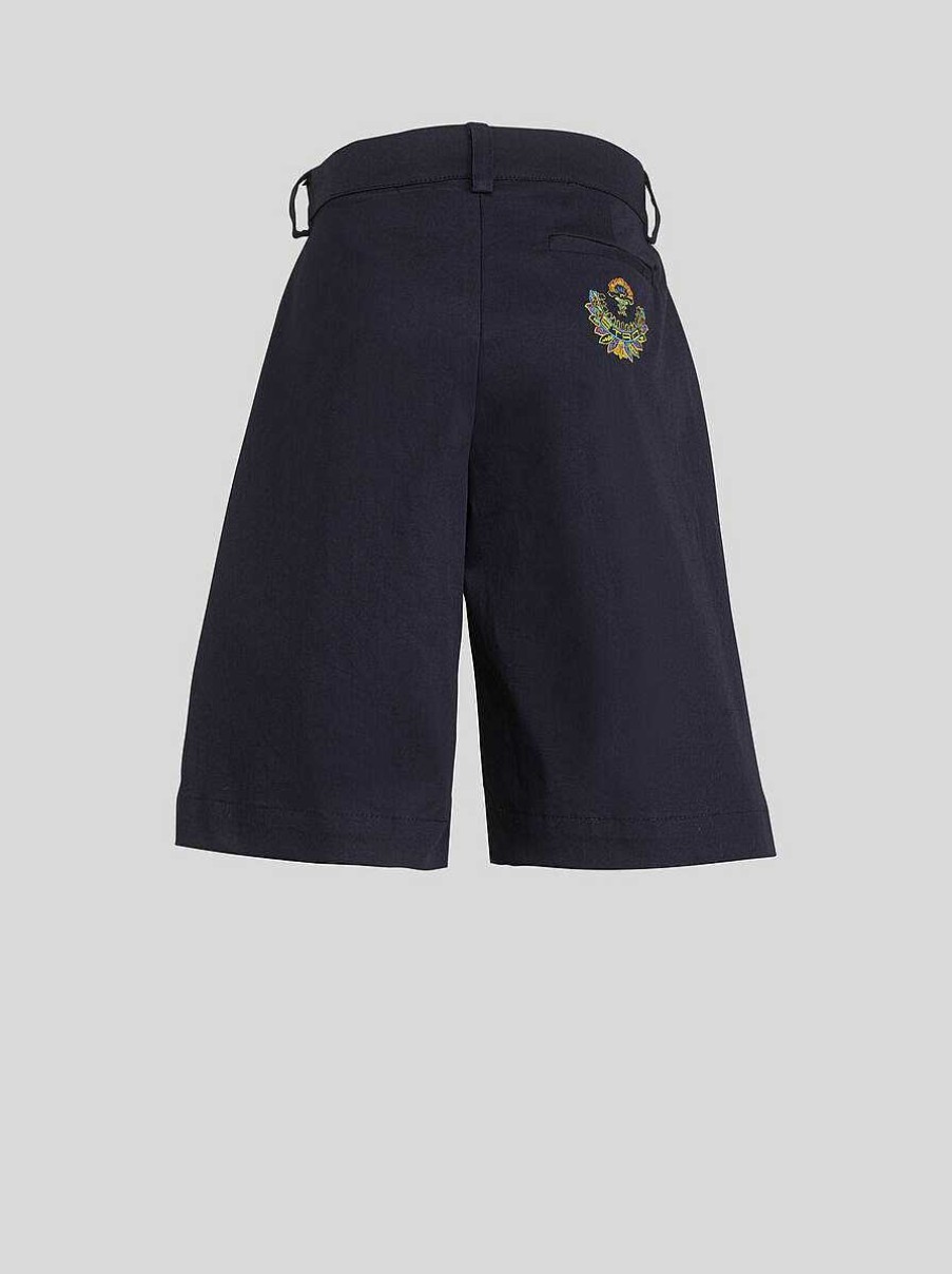 ETRO Pantaloni E Pantaloncini | Bermuda Da Bambino In Gabardine Blu Navy