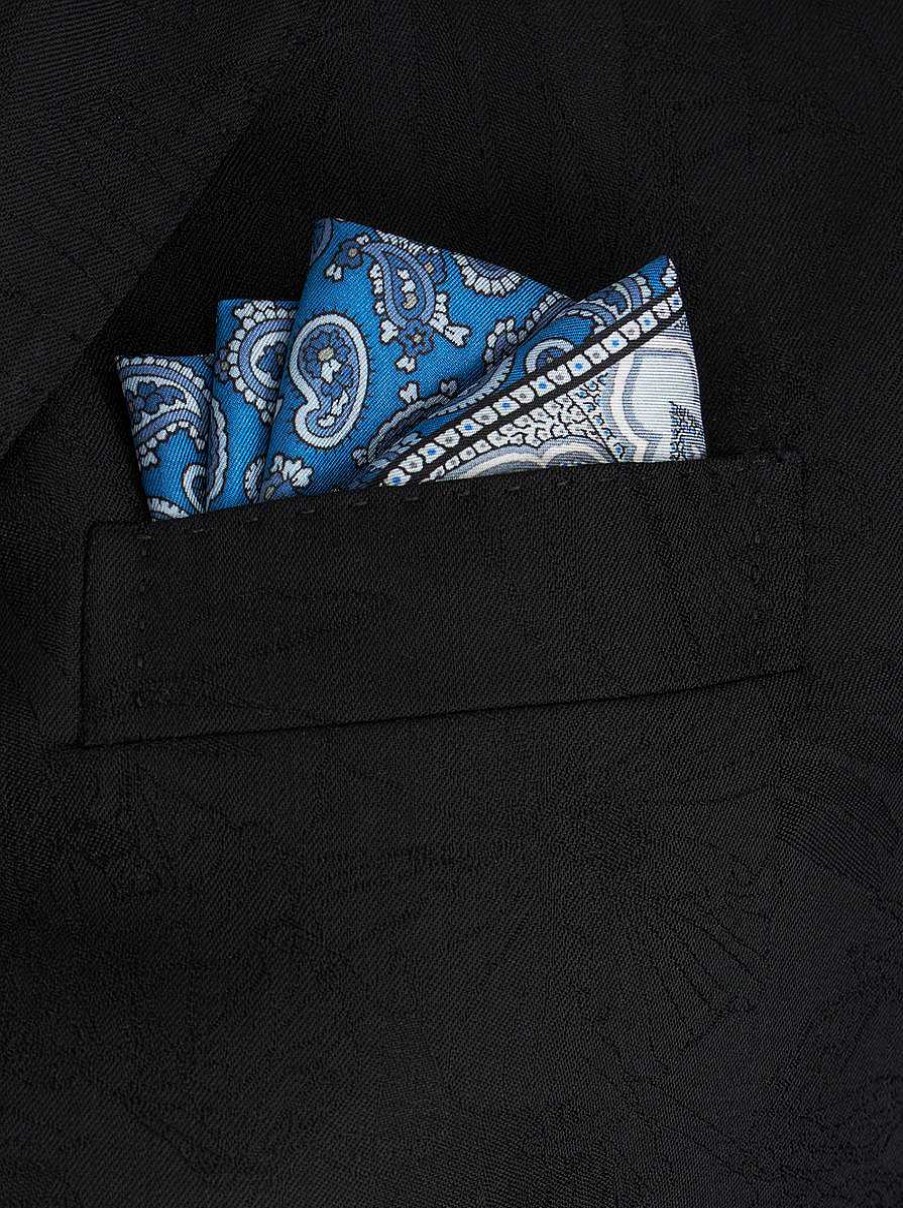 ETRO Cravatte E Fazzoletti Da Taschino | Fazzoletto Da Taschino In Seta Con Motivo Paisley Azzurro