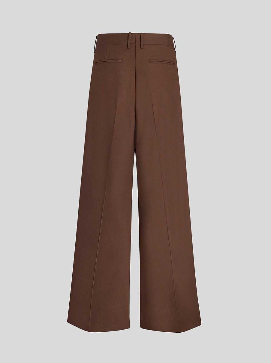 ETRO Pantaloni | Pantaloni In Lana Stretch Con Pinces Grigio