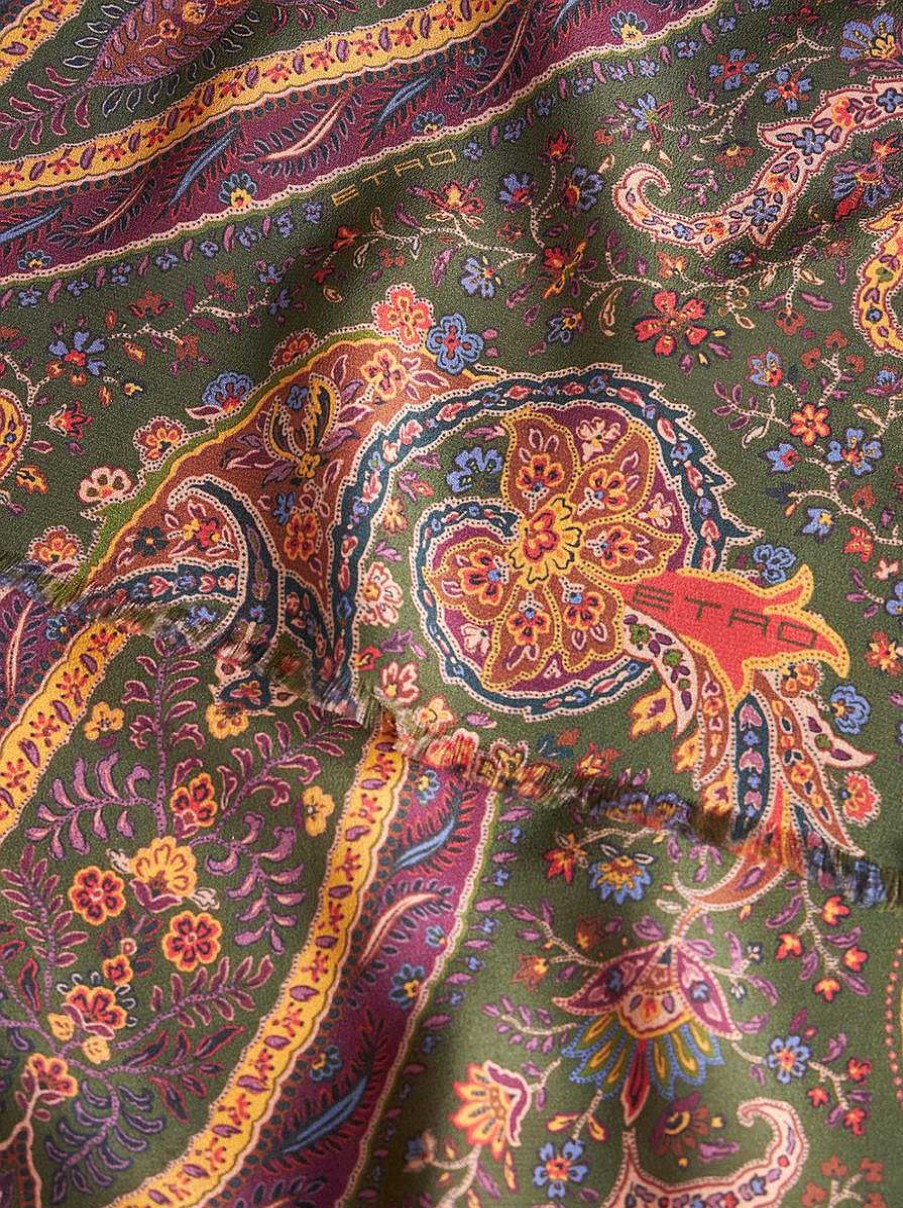 ETRO Sciarpe | Sciarpa Di Seta Paisley Multicolore Blu Navy