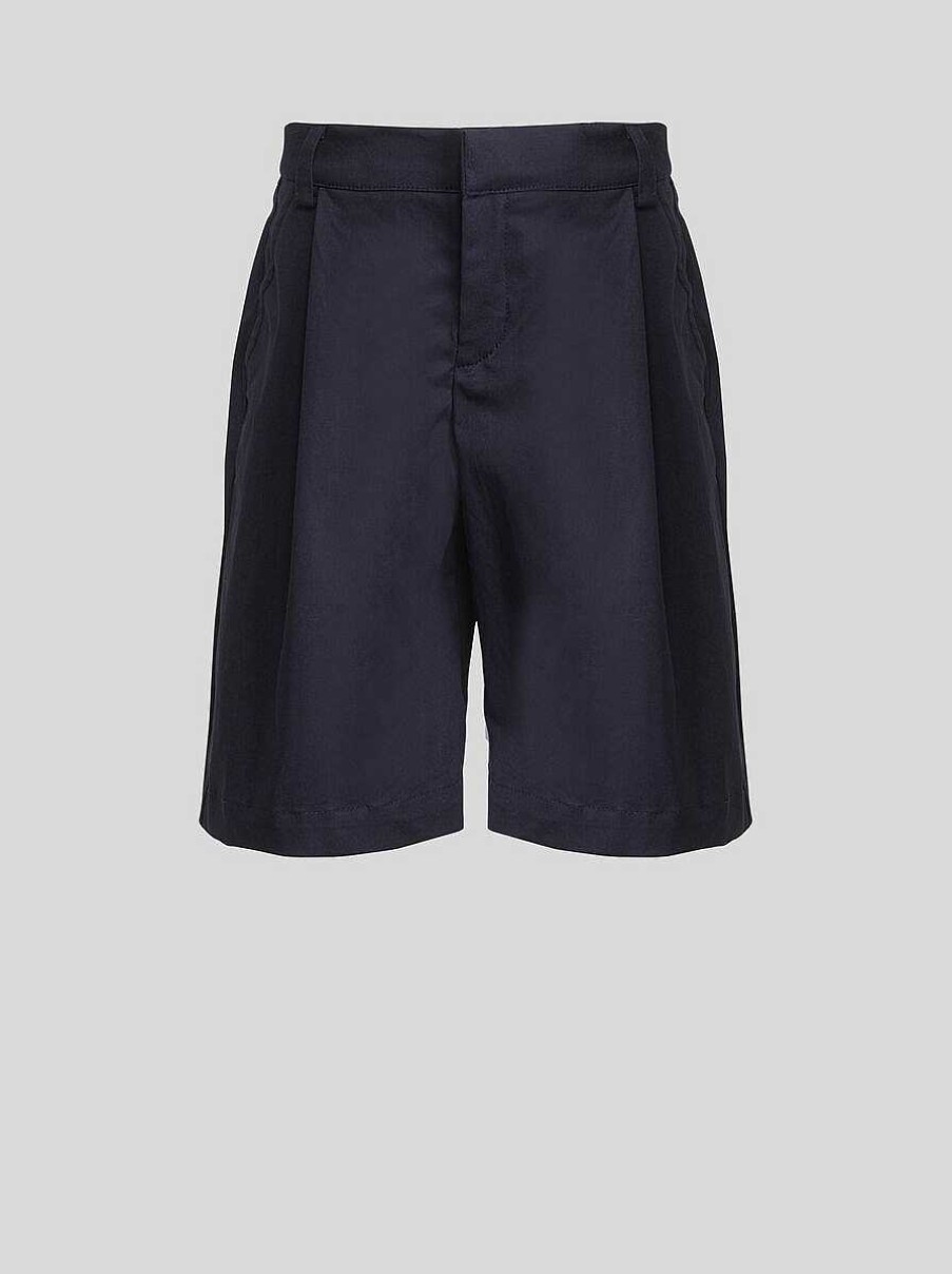 ETRO Pantaloni E Pantaloncini | Bermuda Da Bambino In Gabardine Blu Navy