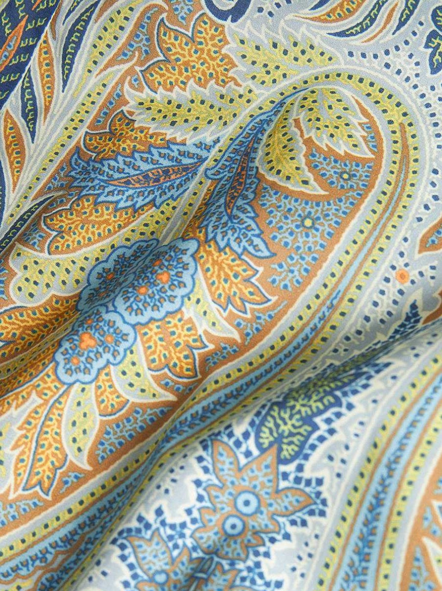 ETRO Camicie | Camicia In Cotone Con Stampa Paisely Azzurro