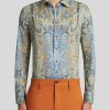 ETRO Camicie | Camicia In Cotone Con Stampa Paisely Azzurro