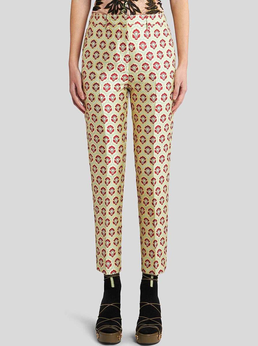 ETRO Pantaloni | Pantaloni In Jacquard Lucido Giallo