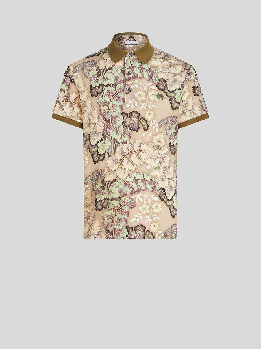 ETRO Magliette Polo | Polo Con Stampa Fogliame Beige