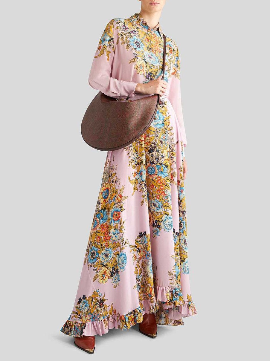 ETRO Gonne | Gonna In Crepe De Chine Con Stampa Rosa