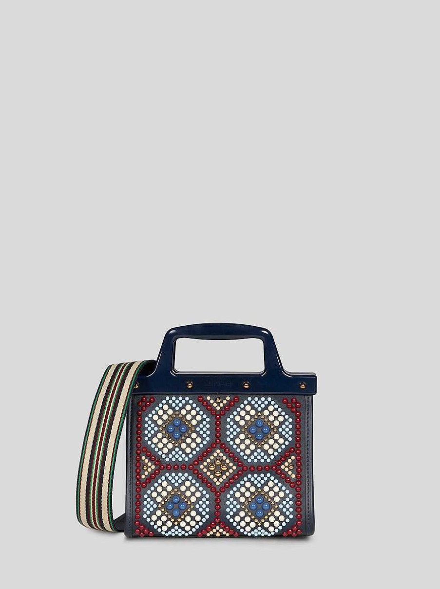 ETRO Buste Della Spesa | Borsa Love Trotter Piccola Con Borchie Blu Navy