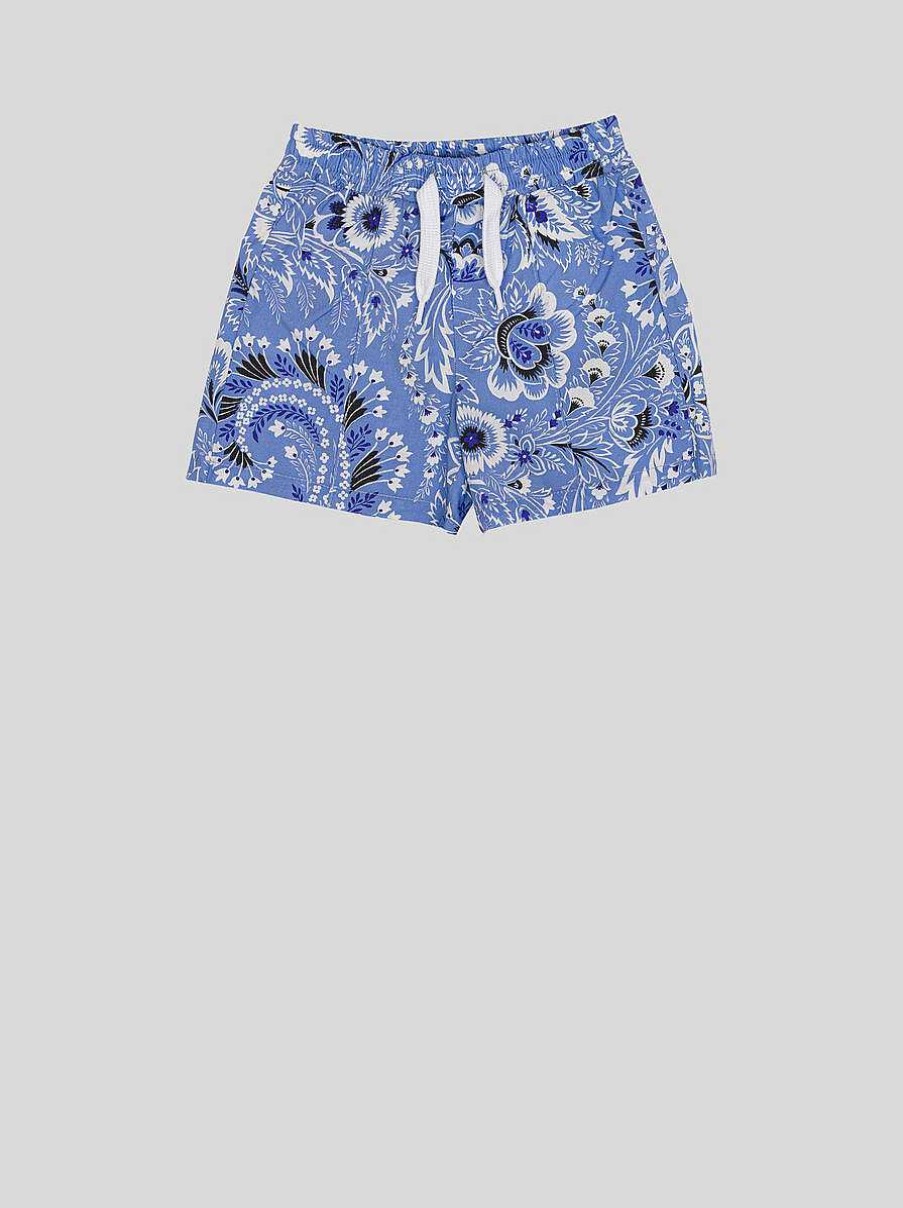 ETRO Neonato 12-36 Mesi | Bermuda Baby Paisley Tinta Unita Azzurro