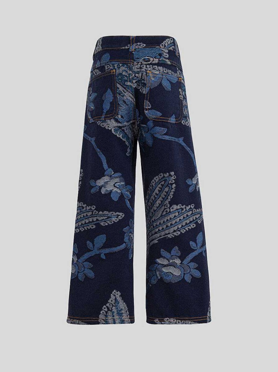 ETRO Pantaloni E Pantaloncini | Pantaloni Cargo Jacquard In Denim Per Bambini Blu Navy