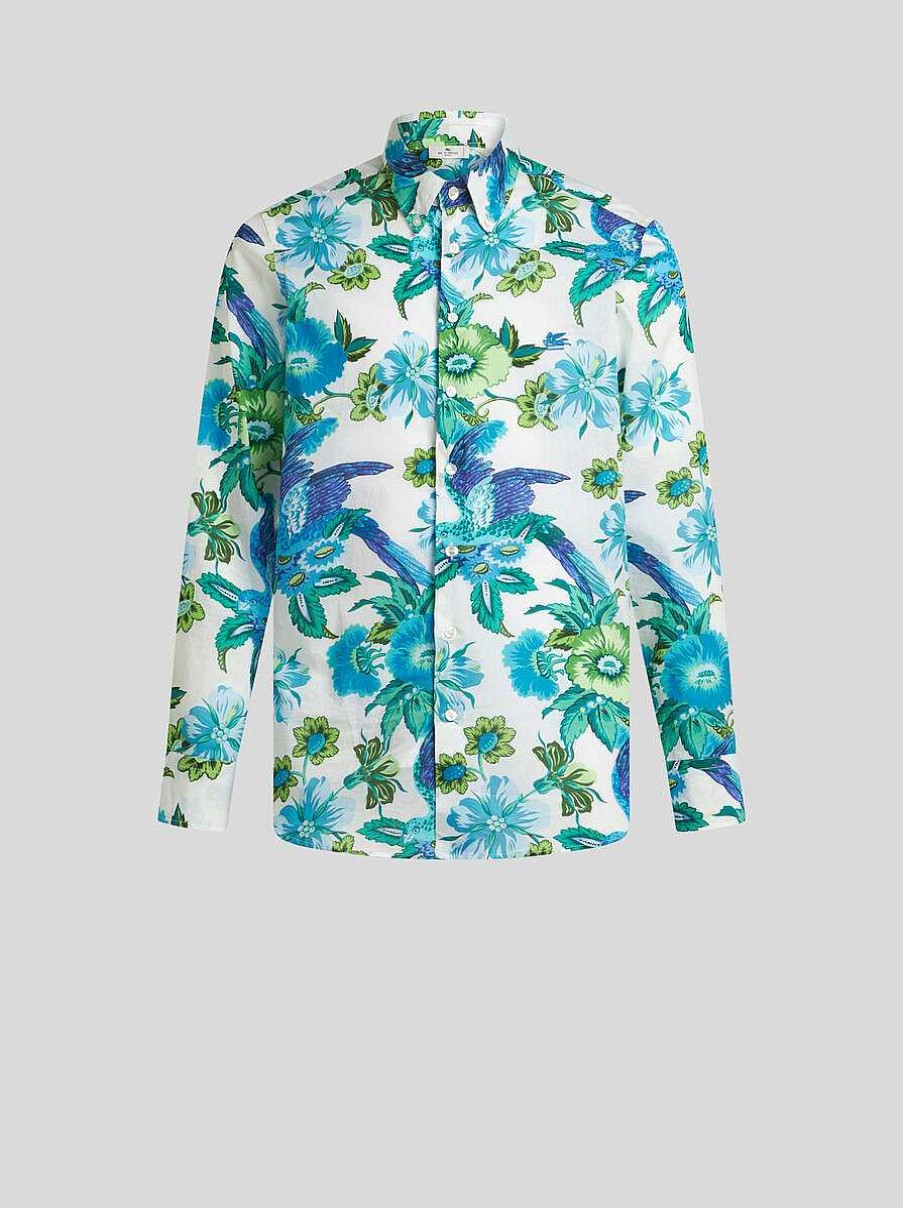 ETRO Camicie | Camicia Con Stampa Tropicale Azzurro