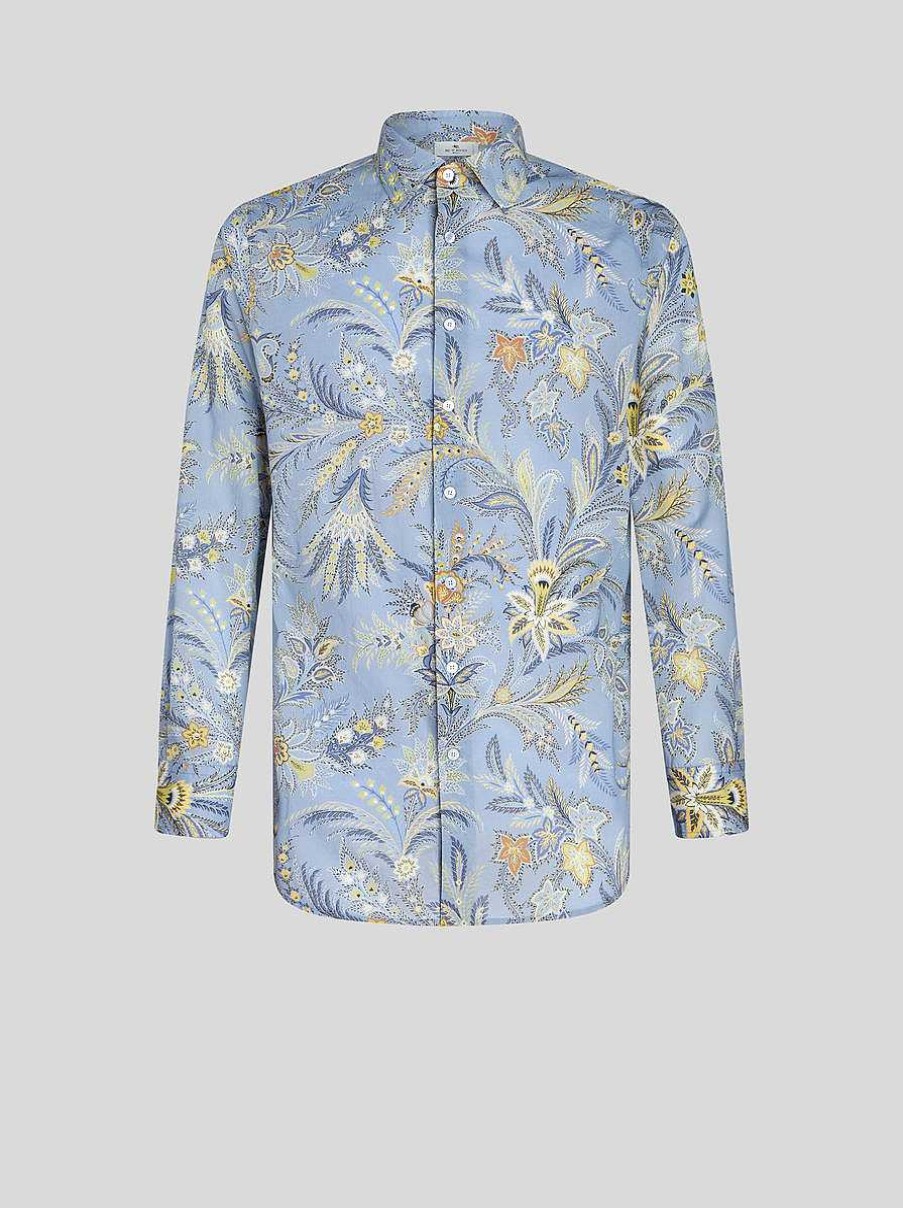 ETRO Camicie | Camicia Floreale Con Motivi Cachemire Azzurro