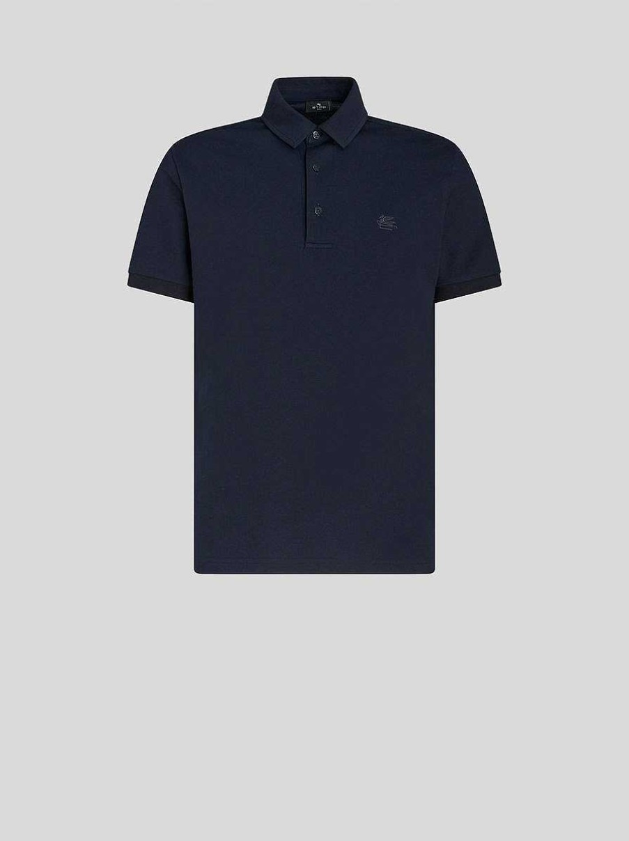 ETRO Magliette Polo | Polo Con Pegaso Ricamato Blu Navy