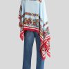 ETRO Mantelli E Poncho | Poncho In Seta Stampata Azzurro