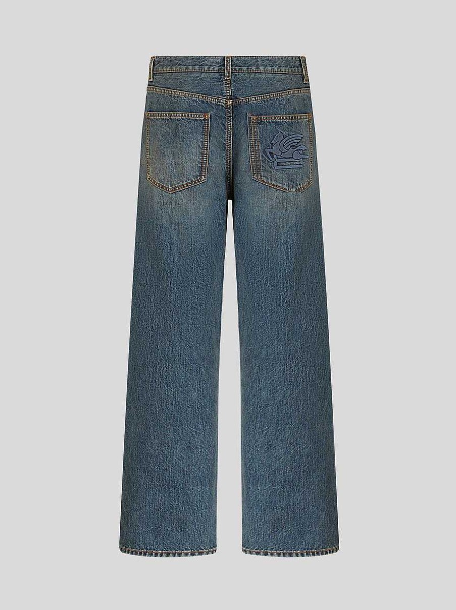 ETRO Denim | Jeans In Denim Di Cotone Vintage Azzurro