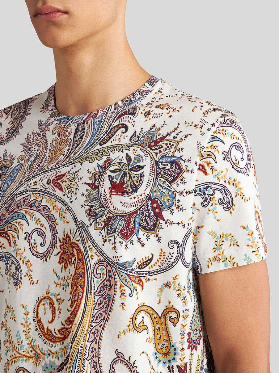 ETRO Magliette | T-Shirt Con Stampa Paisley E Logo Azzurro