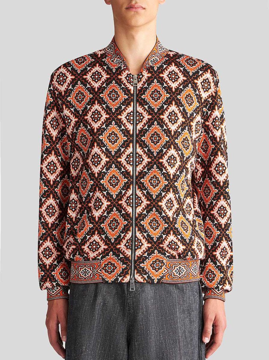 ETRO Cappotti E Capispalla | Giubbotto Bomber Jacquard Rosso