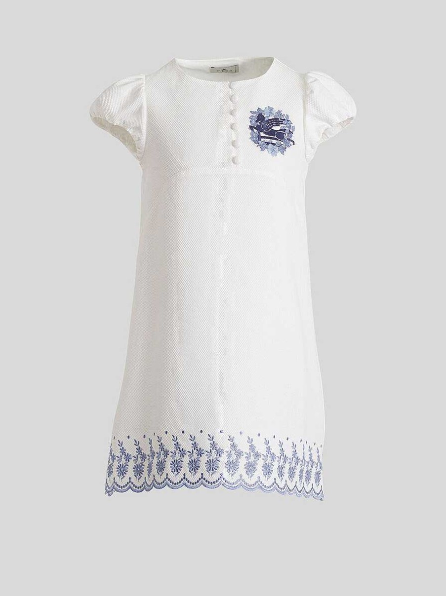 ETRO Vestiti | Abito Da Bambino Con Dettaglio Pegaso E Ricami Floreali Bianco