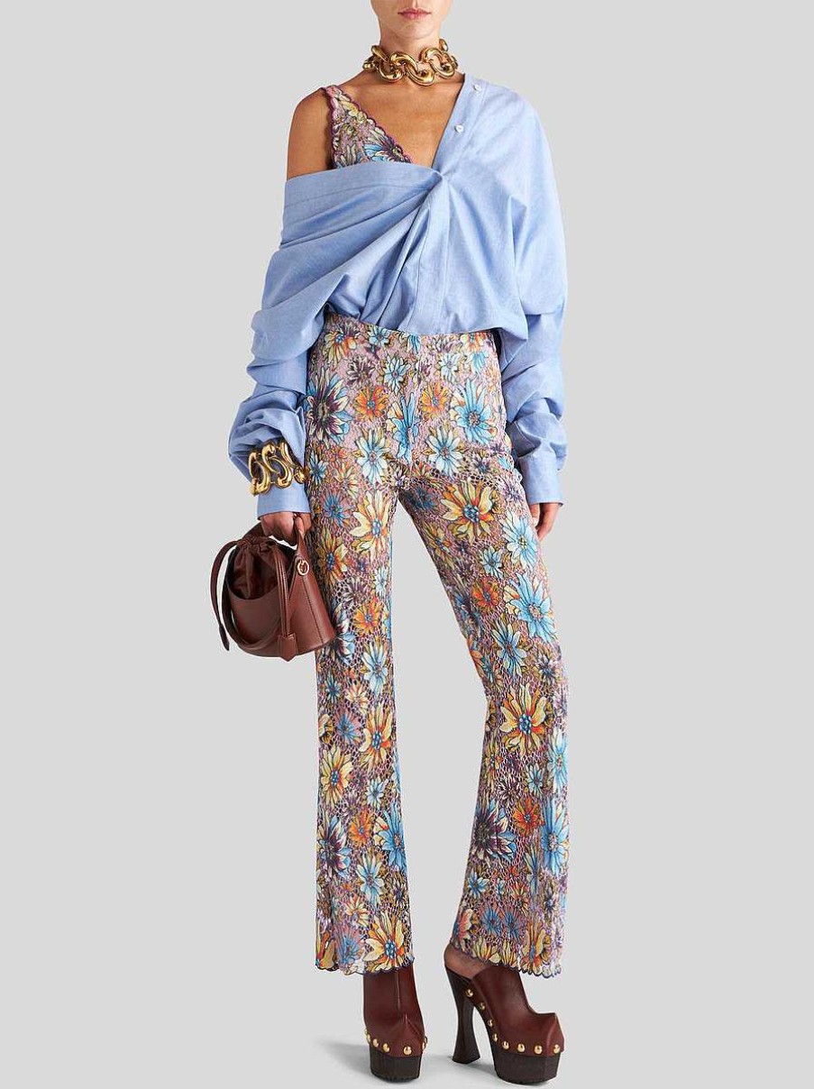 ETRO Pantaloni | Pantaloni Svasati Con Bouquet Floreale Multicolore