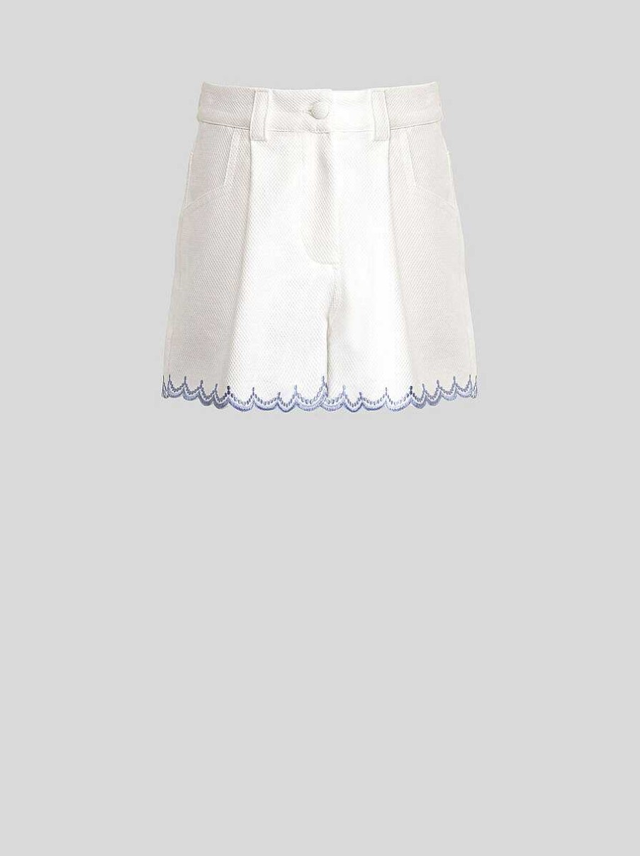 ETRO Pantaloni, Pantaloncini E Gonne | Shorts Bambino Con Ricami Azzurro