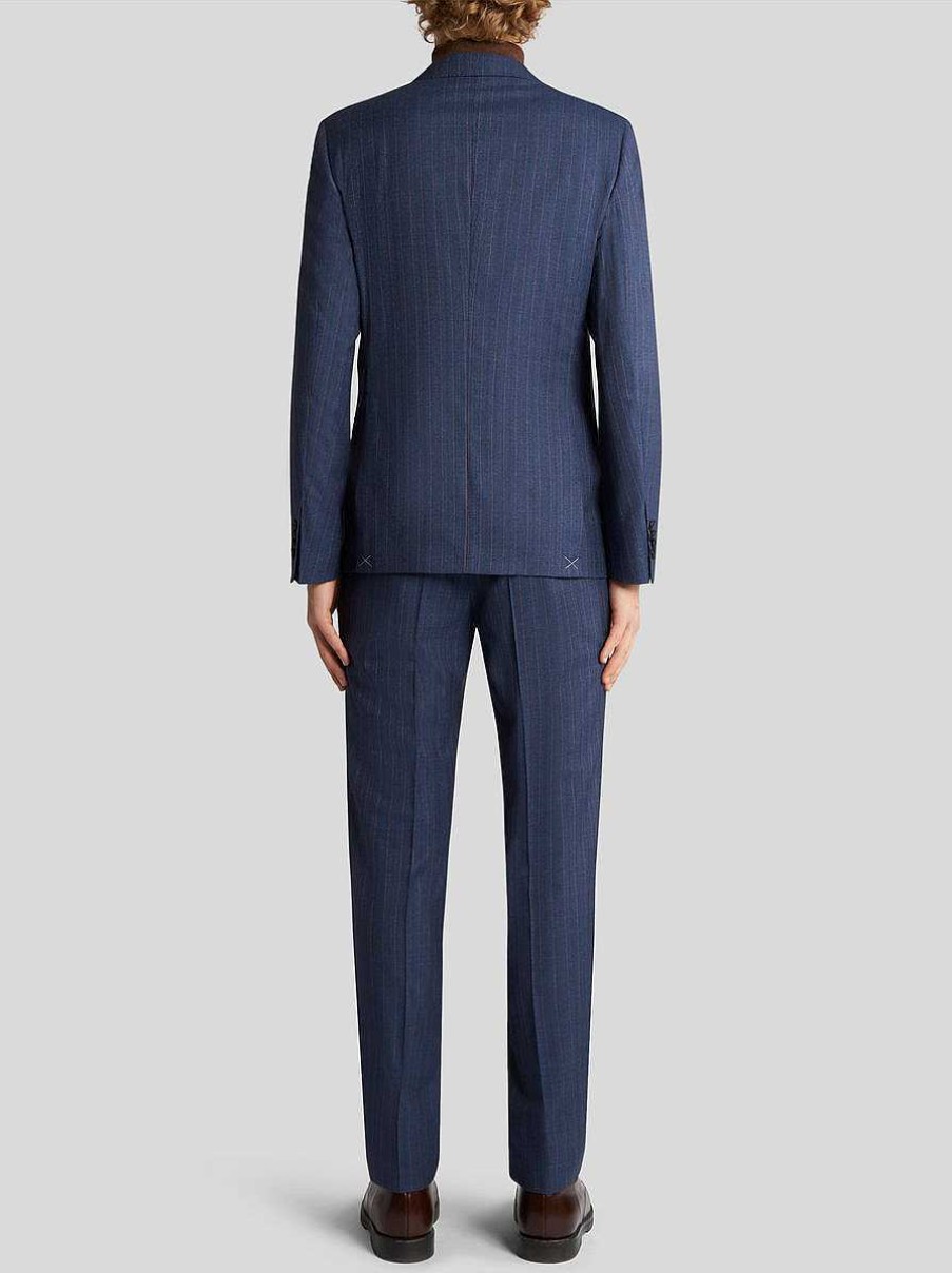 ETRO Abiti | Abito Gessato In Lana Blu Navy