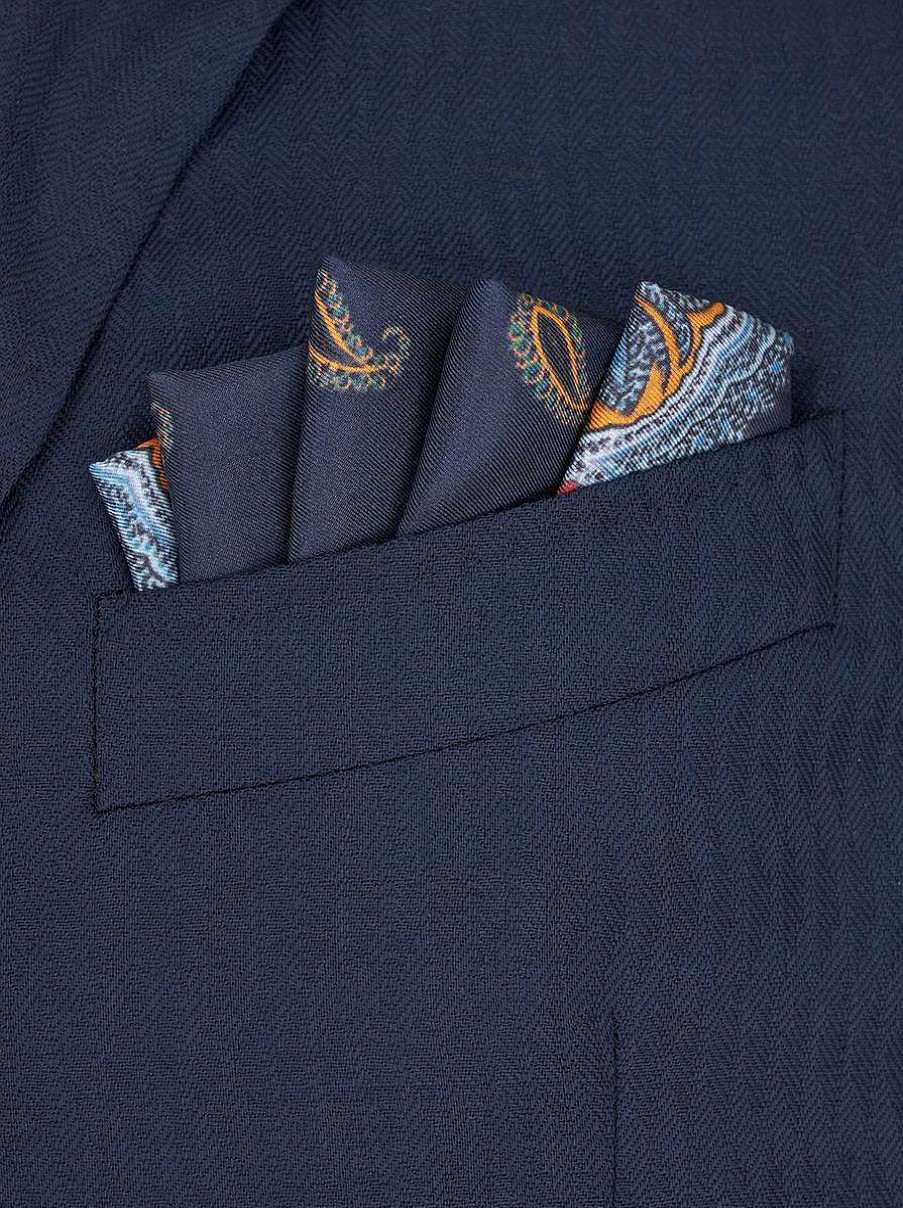 ETRO Cravatte E Fazzoletti Da Taschino | Fazzoletto Da Taschino Micro Paisley Blu Navy