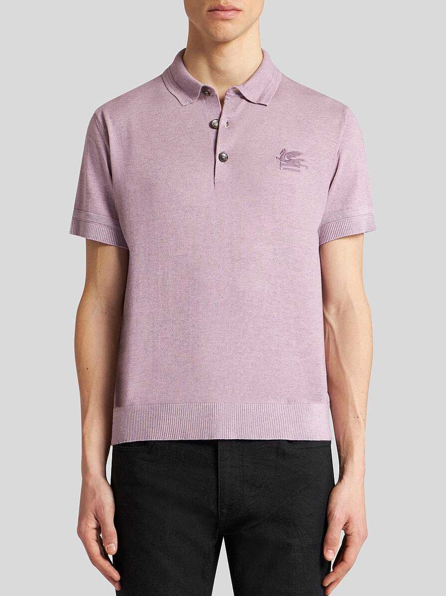 ETRO Magliette Polo | Polo In Cotone E Cashmere Viola