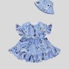 ETRO Bambina 1-9 Mesi | Abito Baby Paisley Tinta Unita Con Volant Azzurro