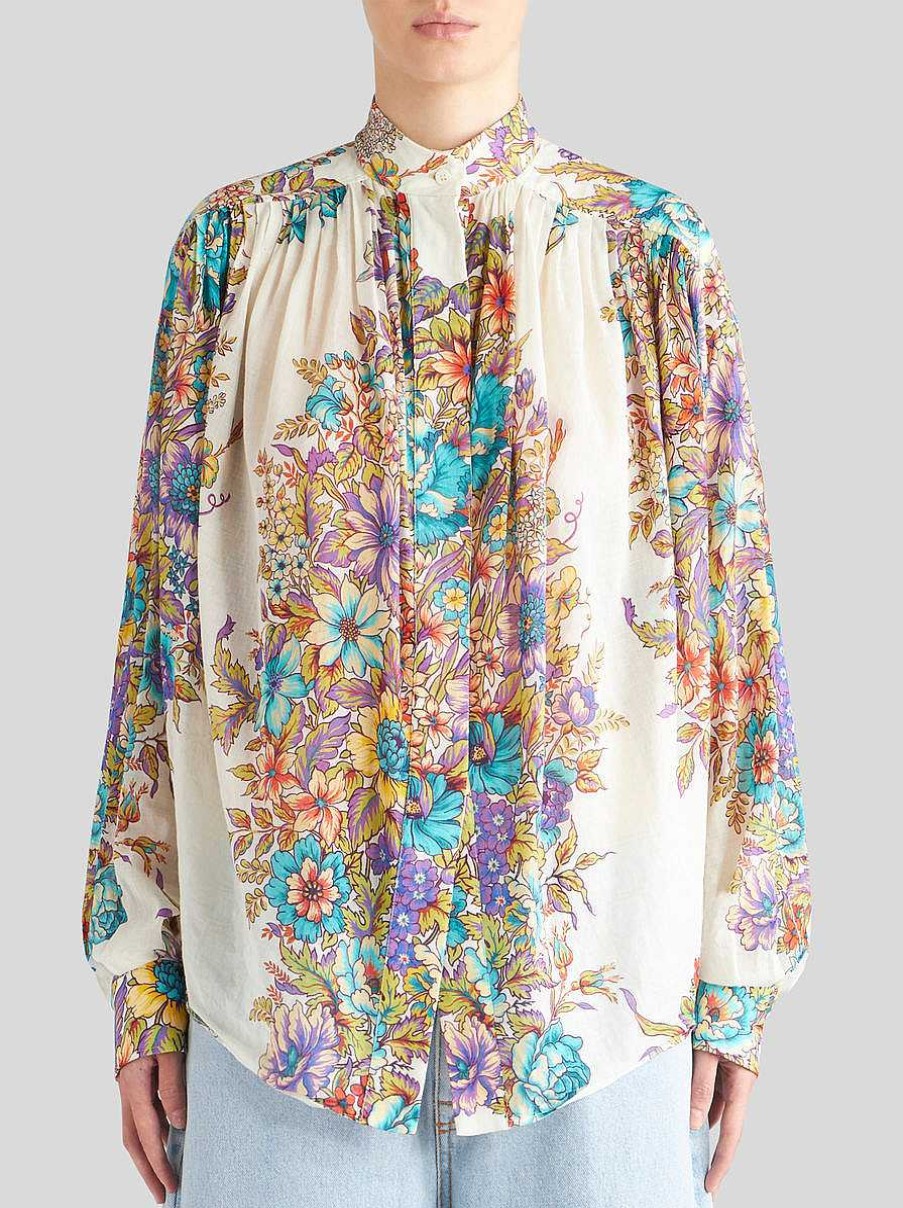 ETRO Camicie E Camicette | Blusa Con Stampa Bouquet Bianco