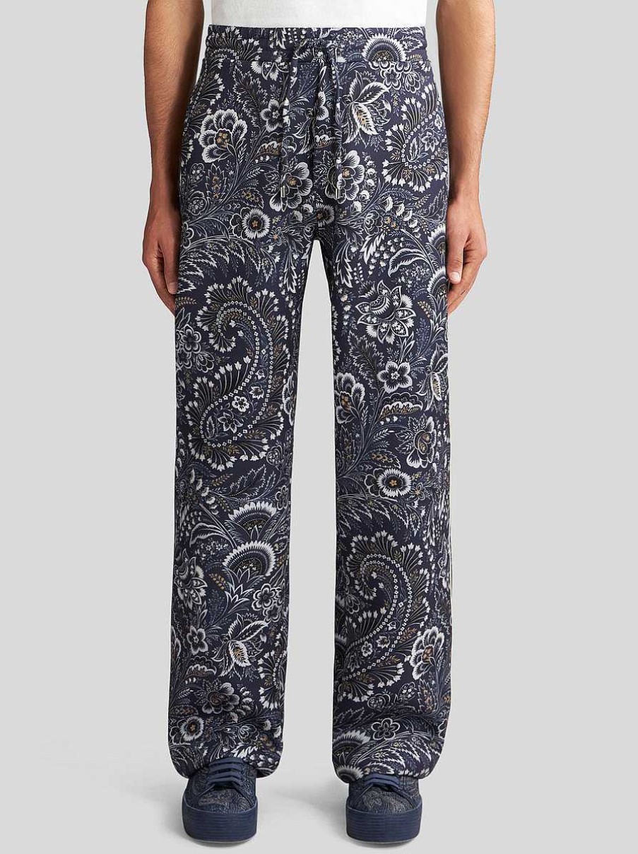 ETRO Pantaloni | Pantaloni Da Jogging Floreali Con Motivi Cachemire Blu Navy